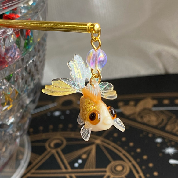 立体金魚のかんざし 金属一本簪 金シリーズ 7枚目の画像