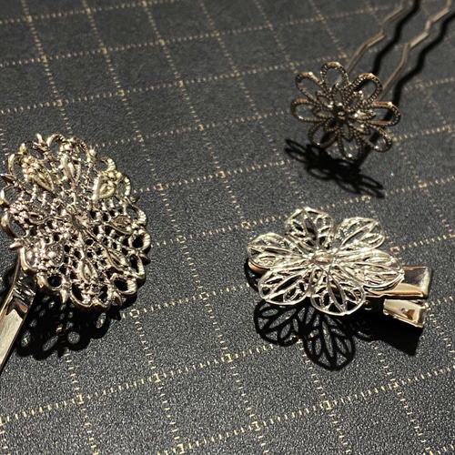 雪の結晶のかんざし 下がり付きUピン簪 かんざし メノ工房 通販