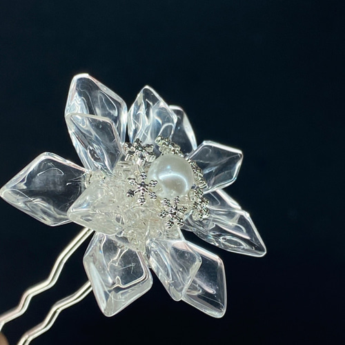雪の結晶❄かんざし&Uピン 雪の結晶のかんざし 下がり付きUピン簪 かんざし メノ工房 通販