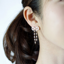 成人可愛的珍珠絲帶耳環☆14KGF 第1張的照片