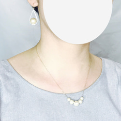 棉珍珠項鍊和耳環/耳環14KGF 第4張的照片