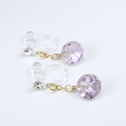 珠寶玫瑰紫水晶無孔耳環（耳環）14KGF 第4張的照片