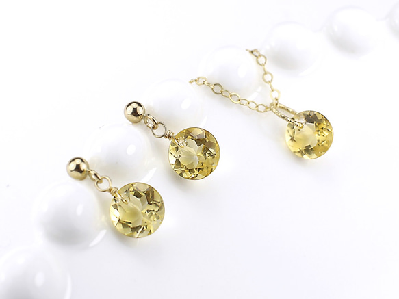 一組珠寶黃水晶耳環和項鍊14KGF 第2張的照片