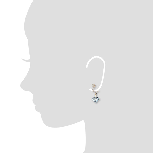 鑽石切割寶石天藍色托帕石一粒耳環☆14KGF 第4張的照片