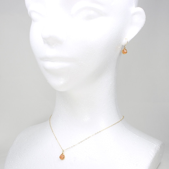 珠寶太陽石邊界項鍊，耳環/耳環套裝☆14KGF 第4張的照片