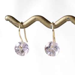 寶石品質玫瑰紫水晶簡單單耳環☆14KGF 第1張的照片