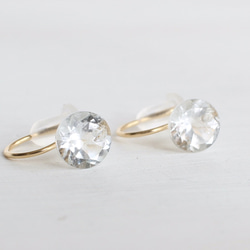 珠寶品質的白色托帕石簡單紋耳環☆14KGF 第2張的照片
