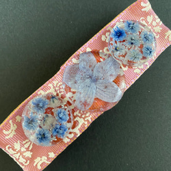 リボンと青い花の大きめバレッタ 10枚目の画像