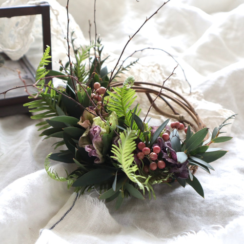 ユーカリクリスマスローズリース ユーカリクリスマスローズリース 送料無料 クリスマスローズとユーカリ