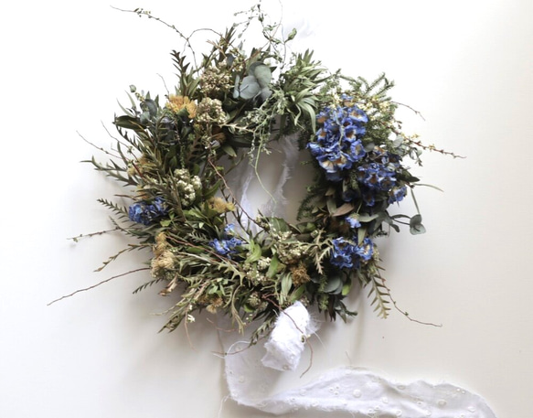 送料無料 ネモフィラのリース大 サマーリース ブルーリース 水色リース