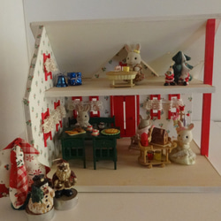 クリスマスハウス・レッドひらぎ｜ドールハウス　ハンドメイド　 3枚目の画像