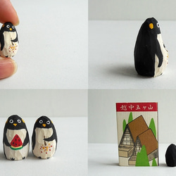 木彫り　子供ペンギンと花火32  (鶏口舎) 2枚目の画像