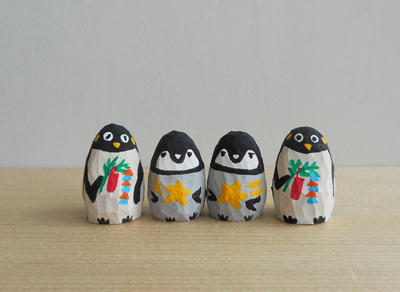 木彫り　子供ペンギンと七夕8 3枚目の画像