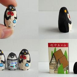 木彫り　子供ペンギンとお祭り13 2枚目の画像