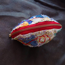 しじみかアサリか、 潮干狩りの貝のポーチ 刺し子 刺繍 リネン no.55 3枚目の画像
