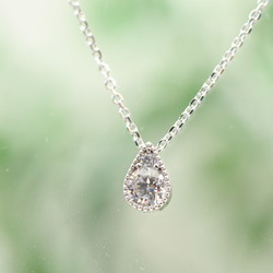 527Aq【永遠】ネックレス　12mm　輪　リング　11粒　CZダイヤ　S925 silver925×キュービックジルコニアCZダイヤ しずく型ネックレス