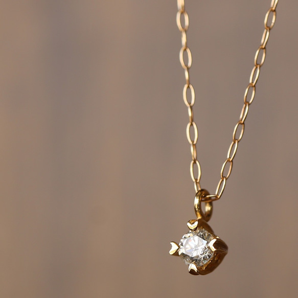 【Kyo様専用】K18イエローゴールド　 ハート爪の小粒なダイヤモンドネックレス　0.10ct（658-821） 6枚目の画像