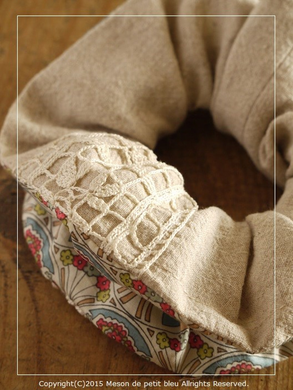chouchou*Liberty bl + half linen *antique lace 2枚目の画像