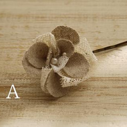 *Hair pin*Flower*linen+antique lace 2枚目の画像