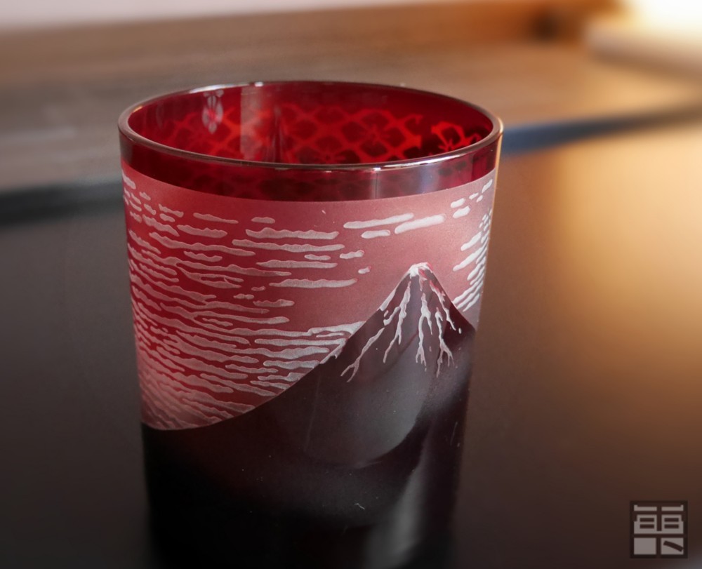 [浮世絵グラス] 赤富士／葛飾北斎