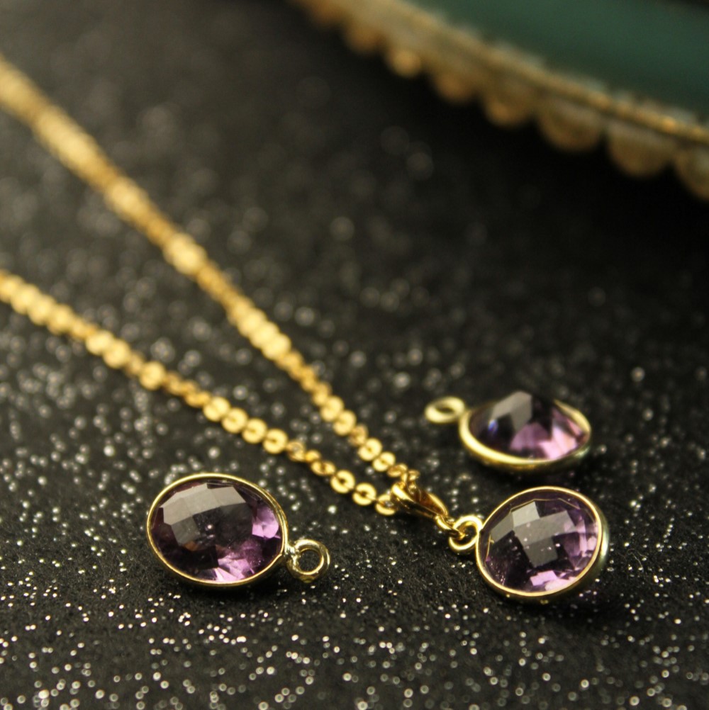 希少石【16Kgp】*ピンクアメジスト（チェッカーカット）*1粒ネックレス