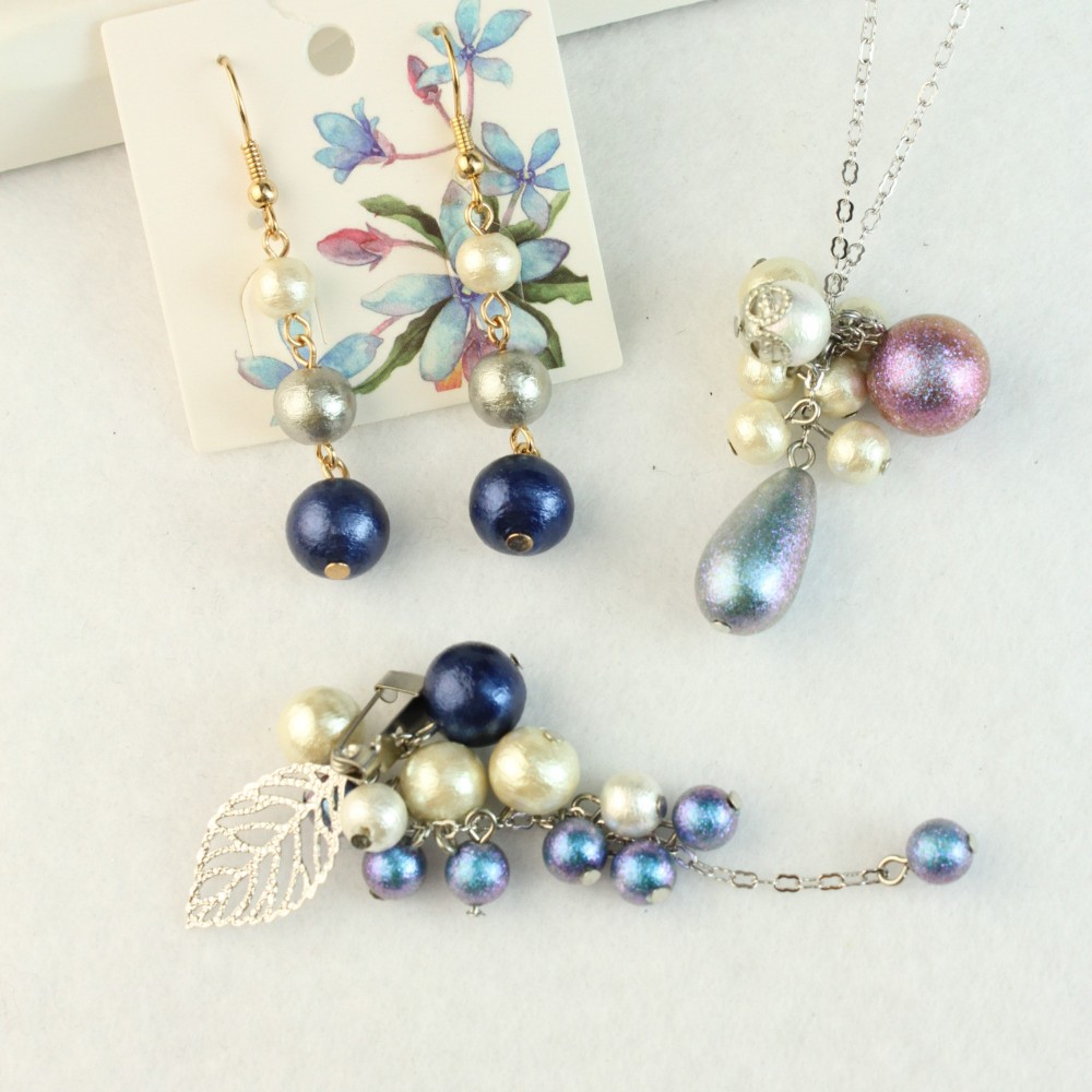 1点限定『Creema春の福袋2024』*雫パールネックレス**葡萄ブローチ**パールの3連ピアス*セット