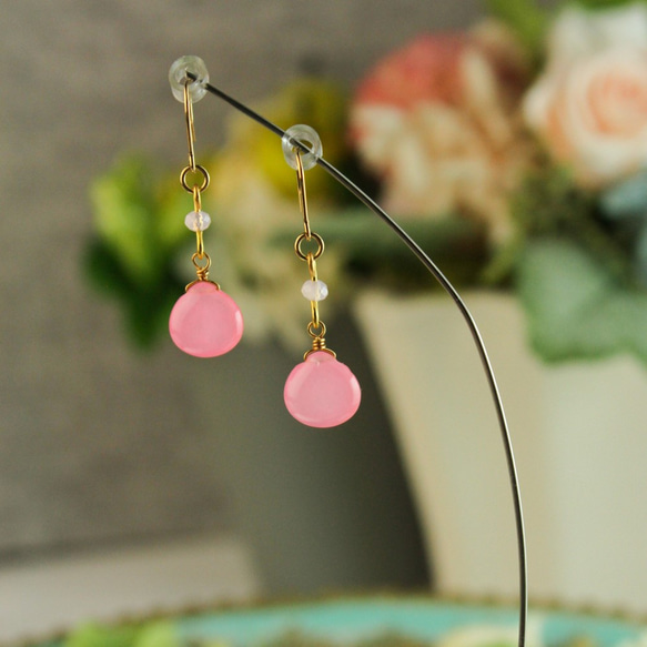 24時間限定タイムセール 再販【16kgp】桜色ピアス *ピンクジェード* 春ピアス ピアス ピアス