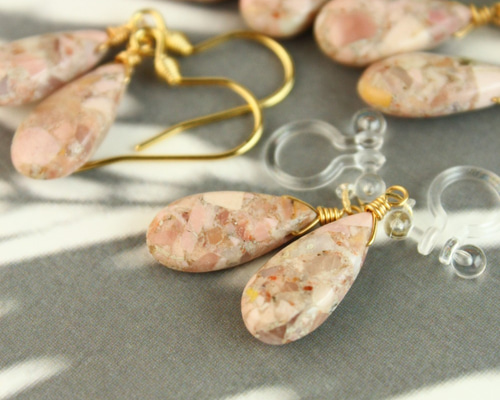 超希少】ピーチオパールモハベ ピアス（金具変更可） ピアス