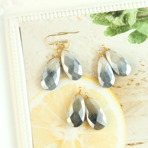 バイカラーカルセドニーピアスチャーム☆ バイカラーカルセドニーピアスチャーム☆