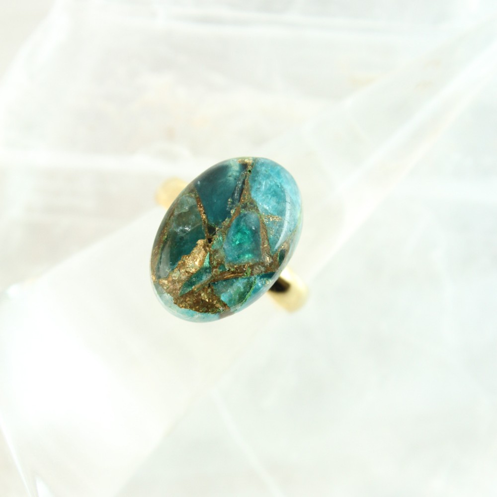 【1個限定】大粒「アパタイトコッパー」16Kgpリング（フリーサイズ）