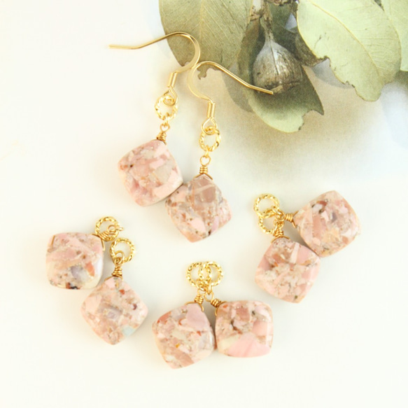 超希少石】【春色】*ピーチオパールモハベ*耳飾り ピアス