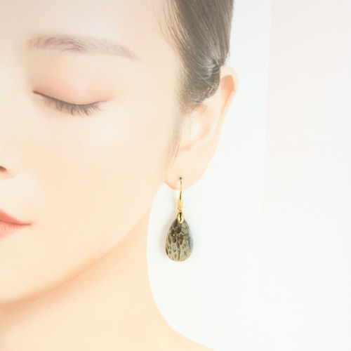 世界に1つ】*パームルート・フォッシル(椰子の木化石）*耳飾り(金具