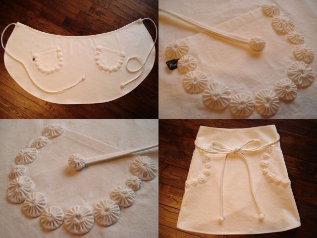 大人可愛い 上品 ナチュラル 手縫いヨーヨーキルト キッチン カフェエプロン 記念日 結婚祝い クリスマス♪