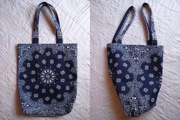 ＜老舗アメリカバンダナ＞夏のデイリー カジュアルバッグ♪折りたたみ 薄くて軽い サブバッグ エコバッグ マルシェバッグ