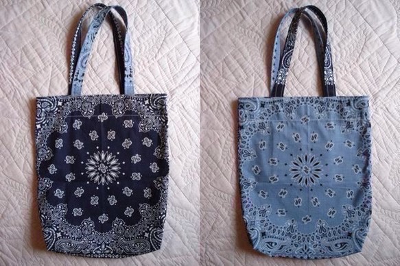 ＜老舗アメリカバンダナ＞夏のデイリー カジュアルバッグ♪折りたたみ 薄くて軽い サブバッグ エコバッグ マルシェバッグ