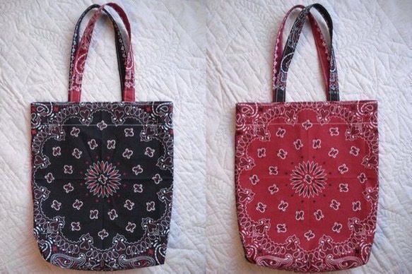 ＜老舗アメリカバンダナ＞夏のデイリー カジュアルバッグ♪折りたたみ 薄くて軽い サブバッグ エコバッグ マルシェバッグ