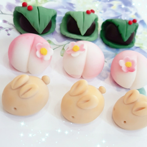 和菓子 桃 うさぎ饅頭 練り切り ＊