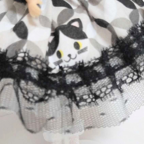 リカちゃん服/白黒猫柄/(5点セット)着せ替え用のドールお洋服