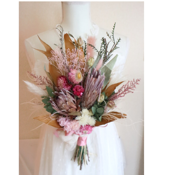 受注作成】ドライフラワーウェディングブーケ＆ブートニア 結婚式 前撮り