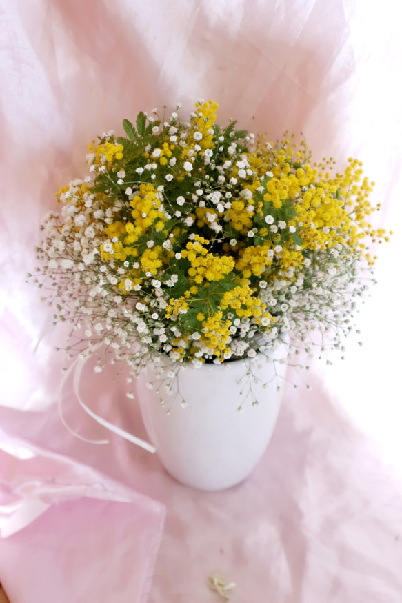 ミモザカスミ草花束、スワッグ 3枚目の画像