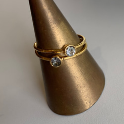 369-2.選べるカラー スワロフスキー サークル型 ポイントリング 指輪 ゴールド  lensa 2枚目の画像