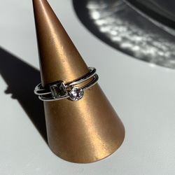 【再再販】370. 選べるカラー スワロフスキー スクエア型 ポイントリング 指輪 シルバー lensa 8枚目の画像
