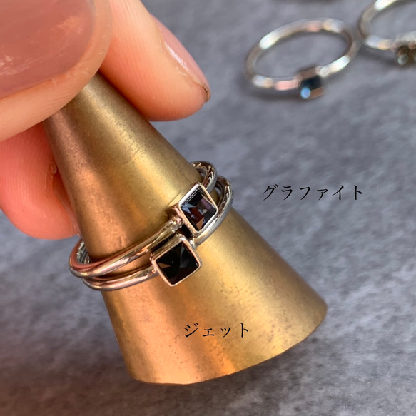 【再再販】370. 選べるカラー スワロフスキー スクエア型 ポイントリング 指輪 シルバー lensa 9枚目の画像