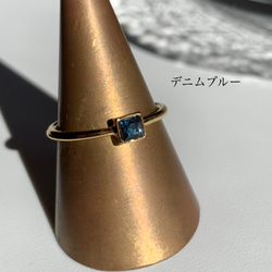 【再販】370-2. 選べるカラー スワロフスキー スクエア型 ポイントリング 指輪 ゴールド  lensa 3枚目の画像