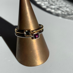 【再販】370-2. 選べるカラー スワロフスキー スクエア型 ポイントリング 指輪 ゴールド  lensa 7枚目の画像