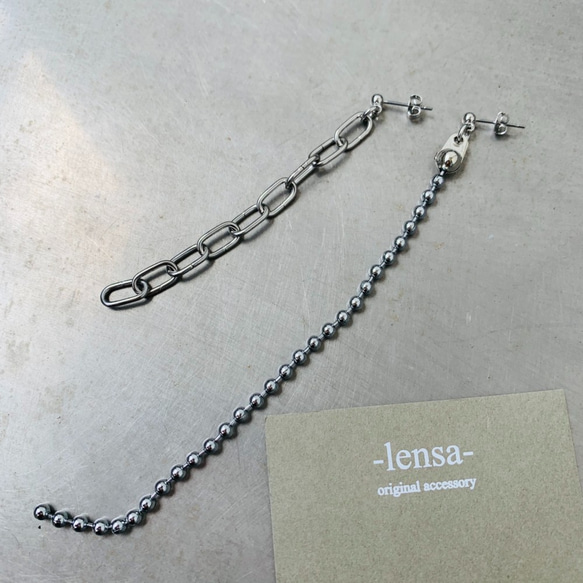 1271.2種チェーン⛓のユニセックスロングピアス lensa 1枚目の画像