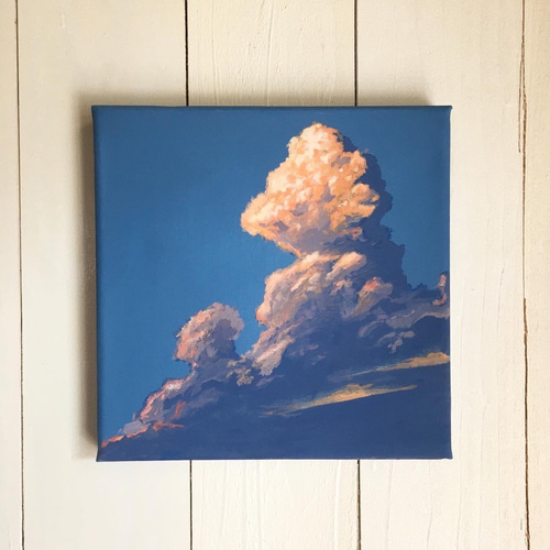 1点もの アクリル原画 / 18cmx18cm 入道雲が美しい 絵画 ヤスユキ ウノ