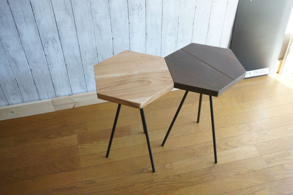 アイアン　六角形　コーヒーテーブル　クリヤー 1枚目の画像