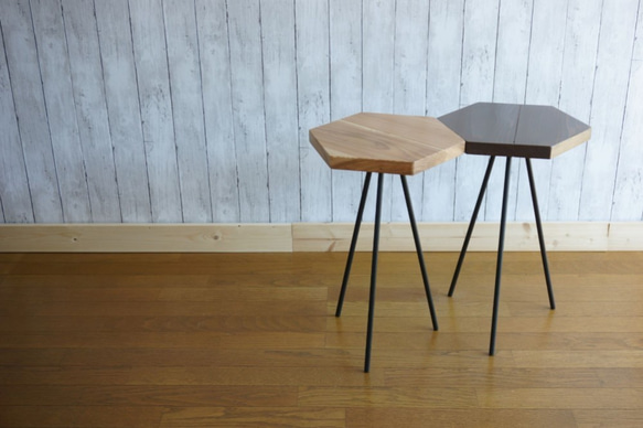 アイアン　六角形　コーヒーテーブル　クリヤー 2枚目の画像
