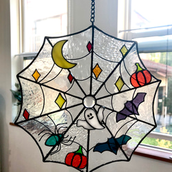 ステンドグラス　蜘蛛の巣にハロウィンだ～♪ ステンドグラス 蜘蛛の巣にハロウィンだ～♪ - メルカリ